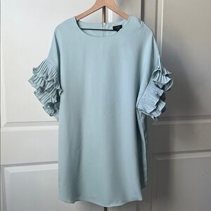 OntWelfth pleaded Ruffle Sleeve dress / Top - Light blue green